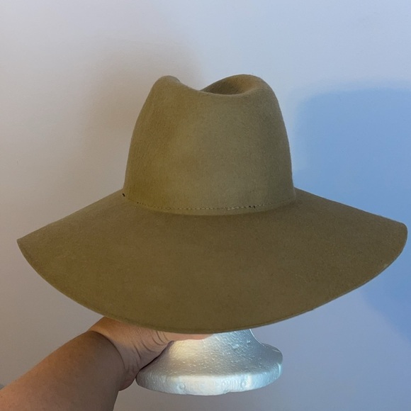 Free People Felted Tan Wool Wide Brim Cowboy Hat OS main image 10
